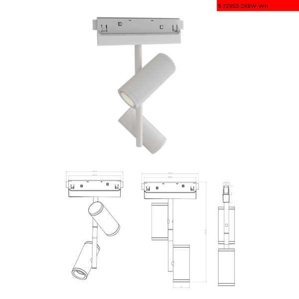 AP 48V 2X8W ספוט סיגר זרוע זוגי לבן