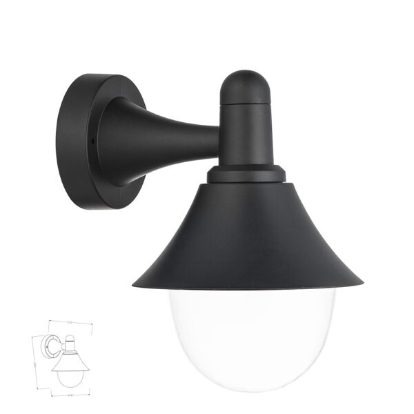 E27 פנס קיר הודו שחור