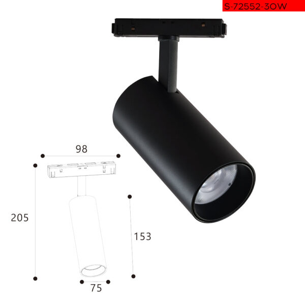 3K 30W 48V ספוט הרי לפס צבירה מגנט שחור