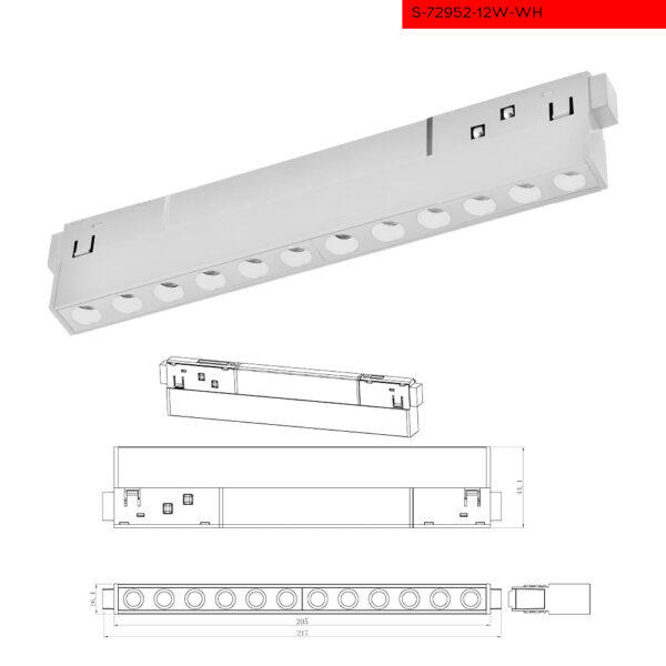 AP 48V 12W 20 פס עיניים למגנט לבן ס"מ